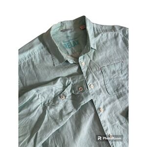 Tommy Bahama Relax 100% Linen Long Sleeve Shirt Mens XL Caribbean Teal  Beach